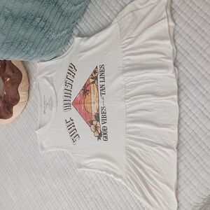 SURF MINISTRY SLEEVELESS T SHIRT WITH RUFFLE TIER